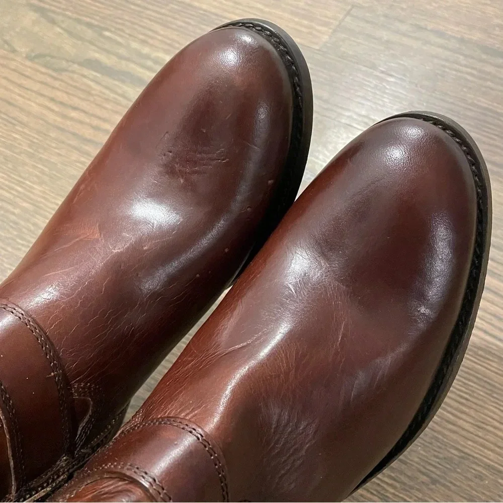 NWT FRYE Leather Melissa Harness Inside-Zip Boot 7 in Redwood